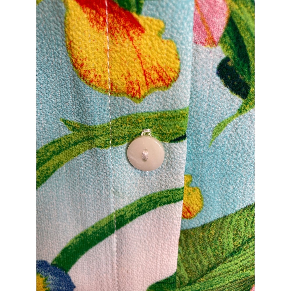 Linea Louis Dell'Olio Womens Blue Floral Butterfly Shirt Dress Sz S Resortwear - Picture 8 of 11